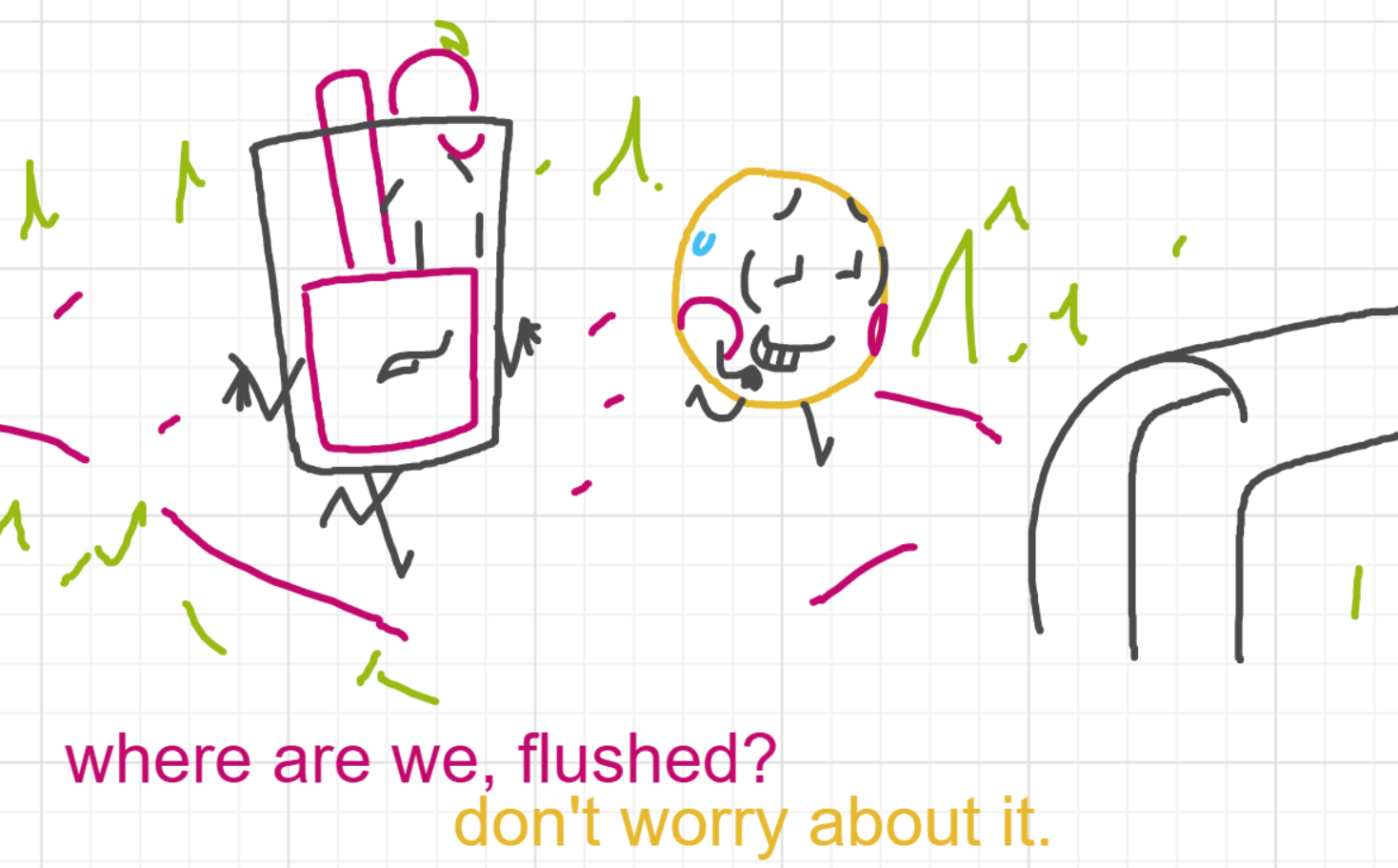 A panel from I've Been Everywhere, Man, episode nine of the Board Boards object show by Furretwalk/WalkingFurret.